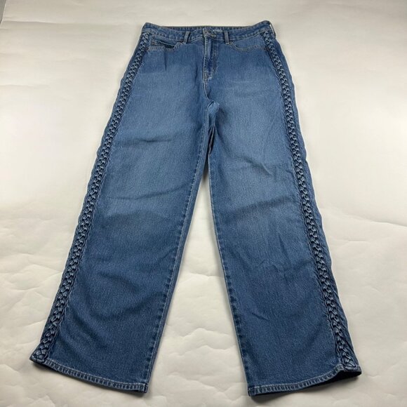 Old Navy Denim - Old Navy Billie Blue Denim Sky Hi Braid Trim Wide Leg Jeans 10